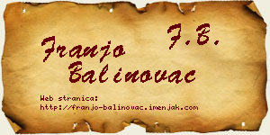 Franjo Balinovac vizit kartica